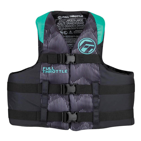 Life Vests - Full Throttle Adult Nylon Life Jacket - L/XL - Aqua/Black [112200-505-050-22]