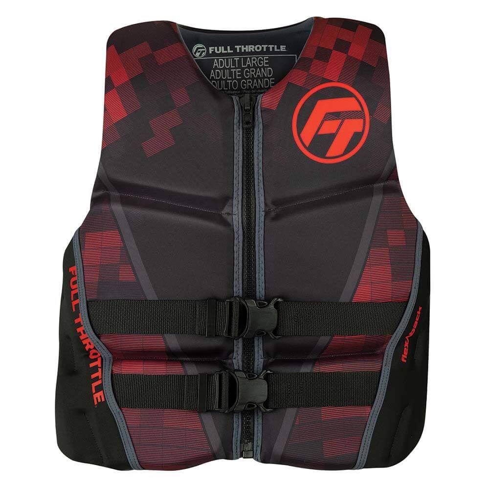 Life Vests - Full Throttle Mens Rapid-Dry Flex-Back Life Jacket - 3XL - Black/Red [142500-100-070-22]