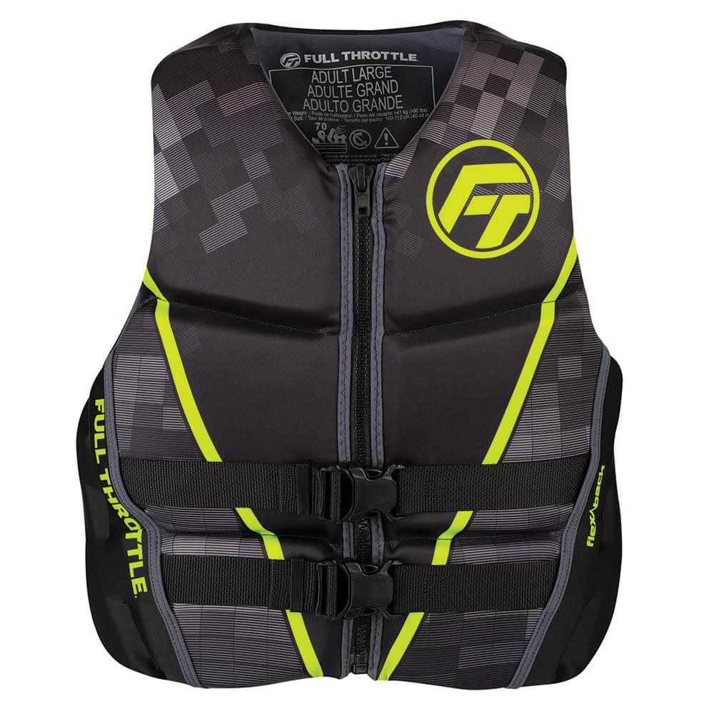 Life Vests - Full Throttle Mens Rapid-Dry Flex-Back Life Jacket - XL - Black/Green [142500-400-050-22]