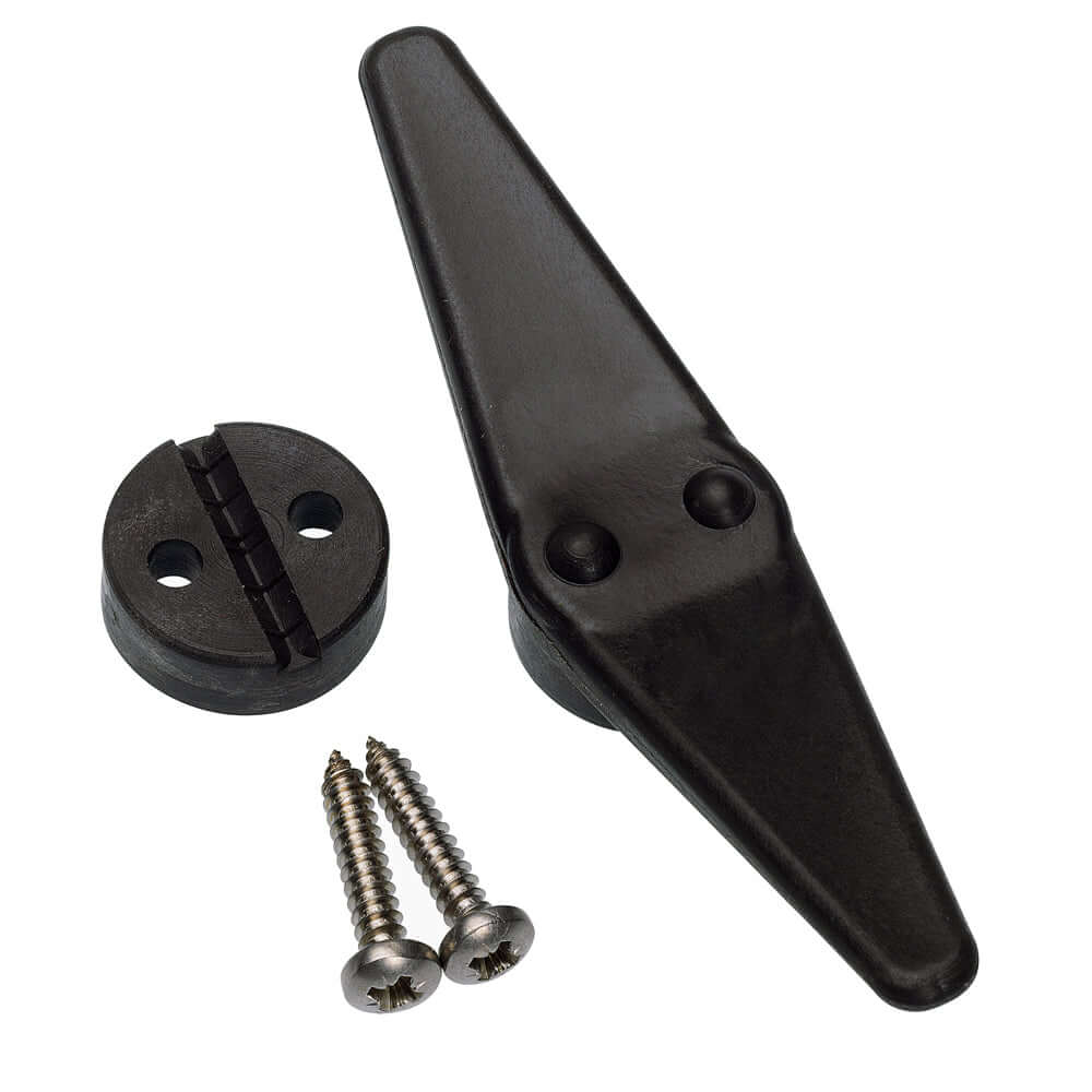 Barton Marine Shroud Cleat 52110 with screws and clamp, black nylon, durable marine accessory